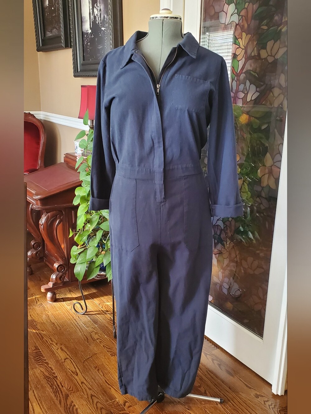 Natural Life Navy Blue Cotton Jumpsuit - Size M (20" Chest)